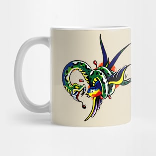 snake and swallow old school tattoo Mug